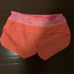 Lululemon Coral/Hot Pink Speed Up Shorts